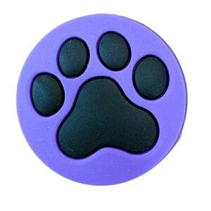 Purple / Black Paw Print Croc Charm